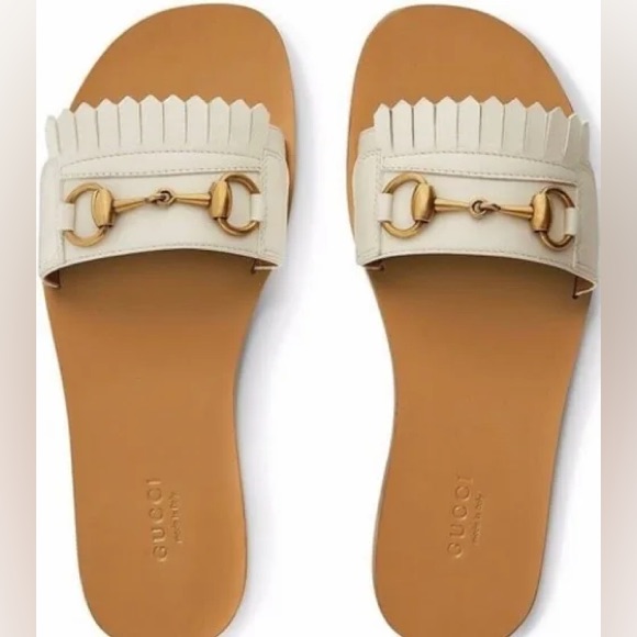 Gucci Varadero Horsebit Accent Slides, Size 7.5